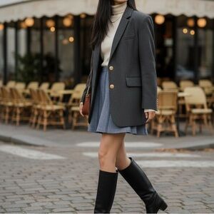 Zara Black & White Houndstooth Knit A-Line Mini Skirt | Classic Preppy